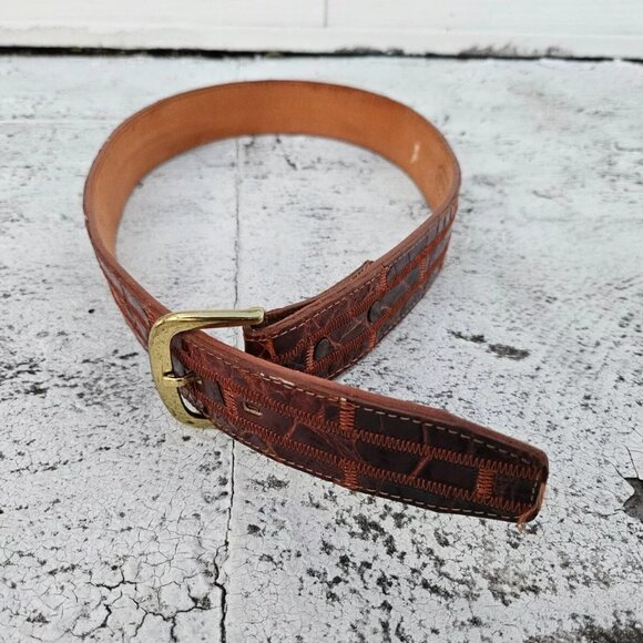 Nocona Belt Brown Genuine Leather Waistband Unisex Pin Buckle Size 26-28 inches - Picture 4 of 10